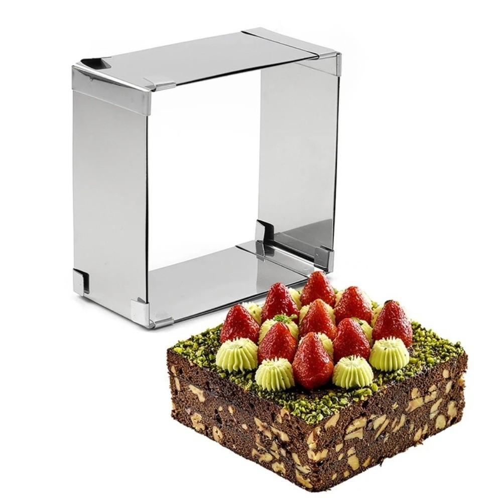 DIY Stainless Steel Baking Mould Square Dessert Baking Mould Adjustable Cake Mold  Cake Shop