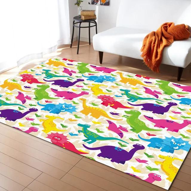 Cartoon Dinosaur Area Rugs Dino Carpet Non Slip Dinosaur Floor Mat for Playroom Classroom Kidroom Decor Children's Crawling Mat