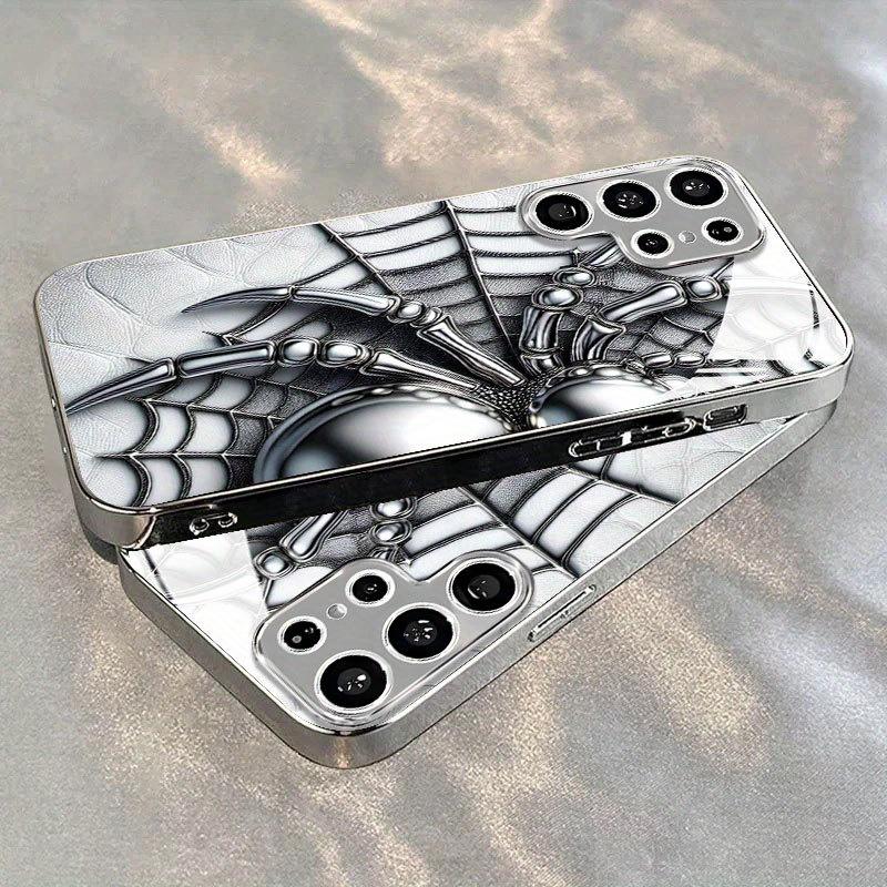 Luxury Silver Spider Web Leather Texture Phone Case for iPhone17promax 16 15 14 13 12ProMax 11 11Pro Anti-drop protection