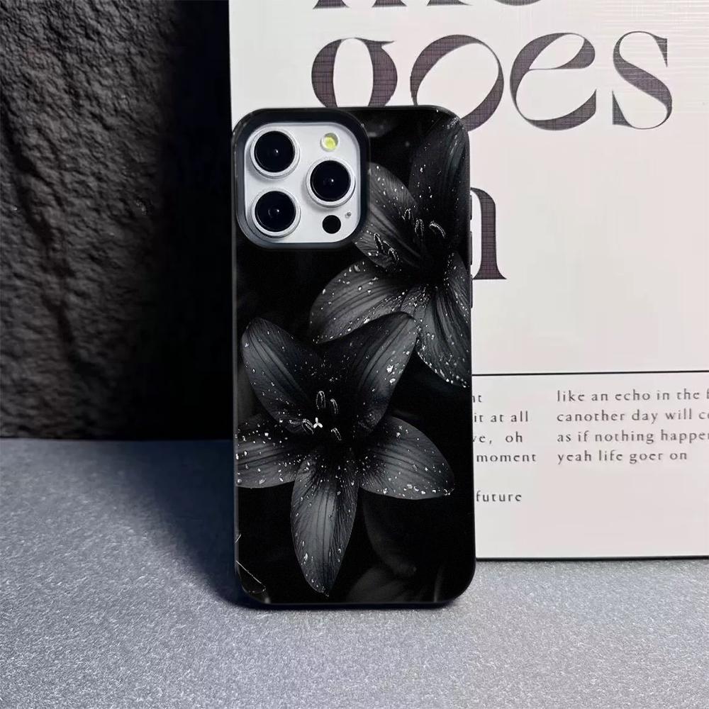 Чехол для телефона Iphone 17 Pro Max Черная Лилия Для IPhone 17 Air 16 15 14 13 12 11 Pro Max Plus Силиконовый противоударный чехол