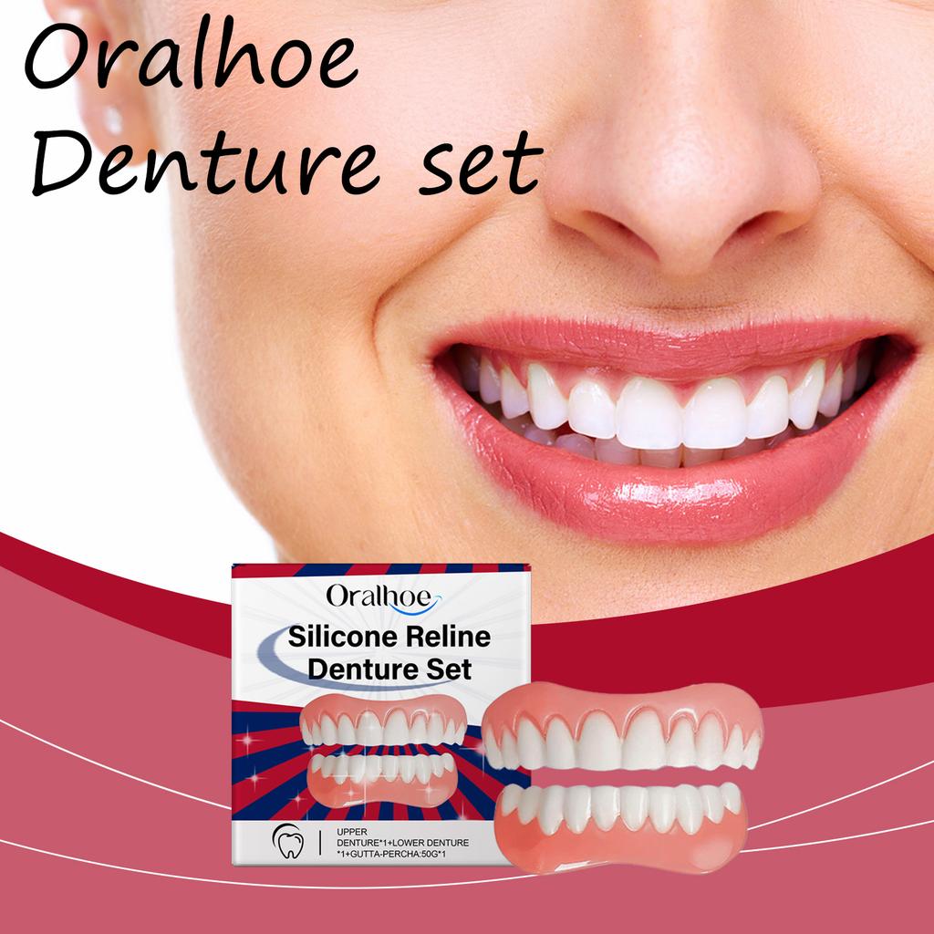 Oralhoe Силиконовый набор для перебазировки зубных протезов для взрослых Женщин Мужчин Регулируемые Верхние Нижние Виниры Облегчение Дискомфорта Зубные Протезы Брекеты