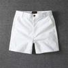 Мужские летние повседневные шорты из чистого хлопка, однотонные, эластичные, прямые, модные, с высокой талией, на резинке, укороченные, пляжные