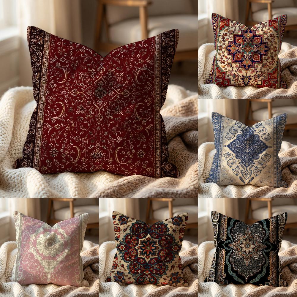 Persian Pattern Cushion Cover MultiScene Pillow Cover for Home Car Reversible Soft Durable for Daily Use