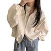 J-Scott Loose-Fit Faux Leather Blouson Jacket with Volume Sleeves, Zip-Up Detail, and Lined, White, Size JS97-WH-XL