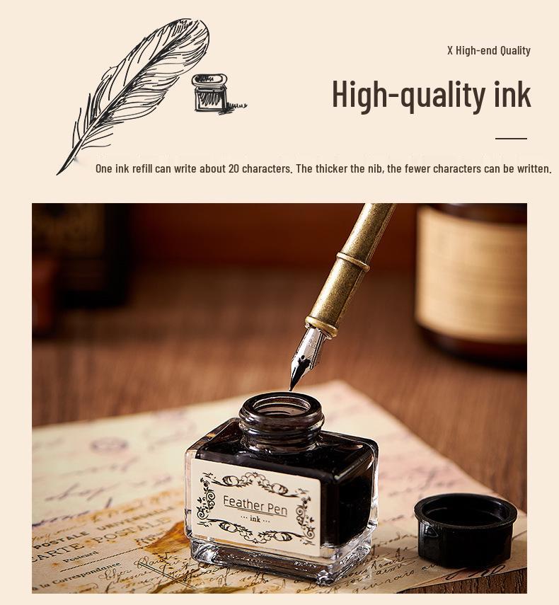 European Steampunk Quill and Ink Set with Wax Seal - Retro Fountain Pen Gift Box for Birthdays