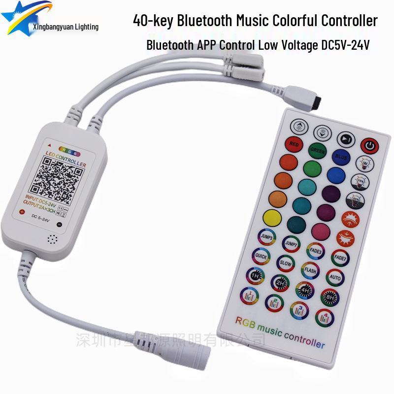 40-клавишный ИК-светодиодный Bluetooth RGB Музыкальный светодиодный контроллер ленты, Управление через приложение, Двойное подключение