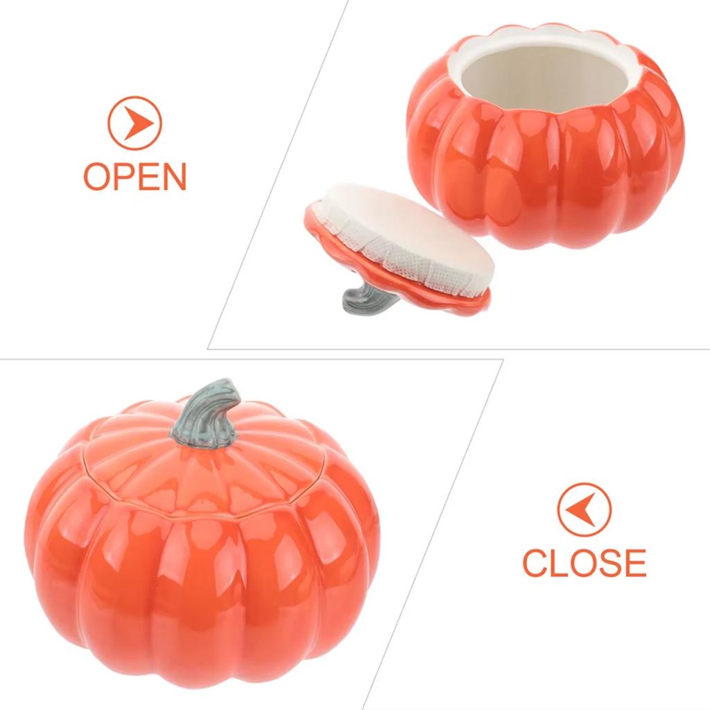 Decorative Wholesale Food Tea Coffee Bean Sugar Candy Cookie Ceramic Storage Canisters Pumpkin Jar With Lid For Kitchen