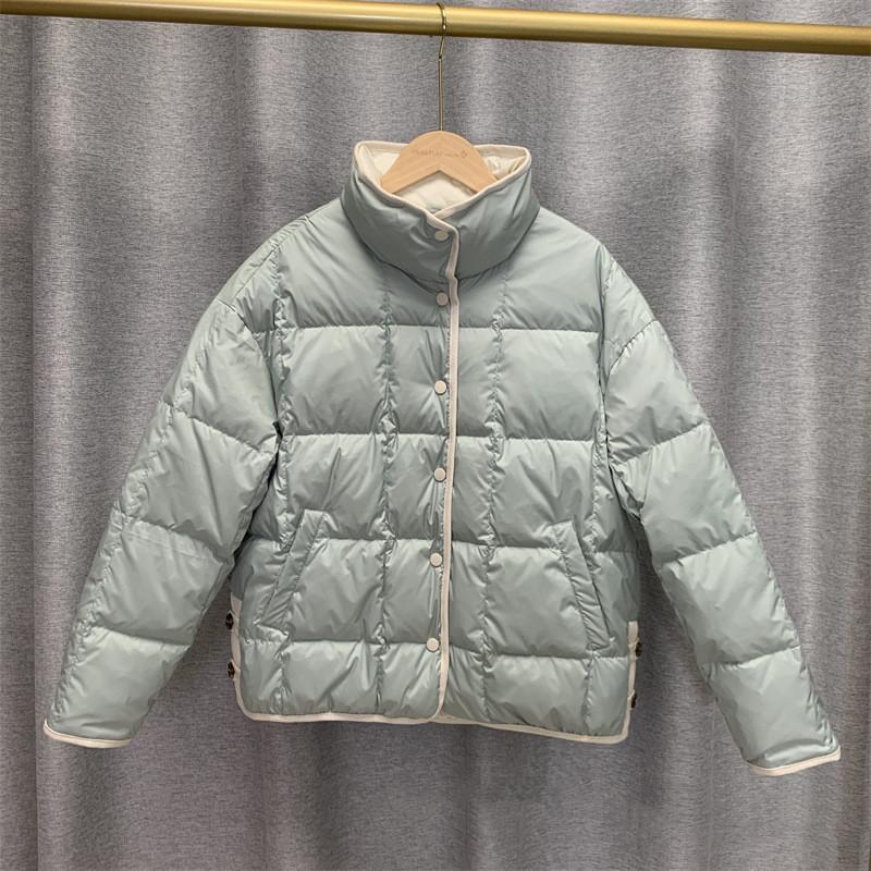 Пуховик женский короткий 2024 новый укороченный корейский вариант легкий и тонкий воротник стойка свободный однобортный маленький 90-флисовый жакет