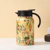 Chinese Style Retro Flower Insulated Kettle Hot Water Stainless Steel Vacuum Flask Vintage Floral Printing Water Cup for Outdoor