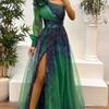 Европейский стиль Весна и Осень Платье Макси с Принтом на Одно Плечо INS Повседневное Свободный Крой Вечеринка