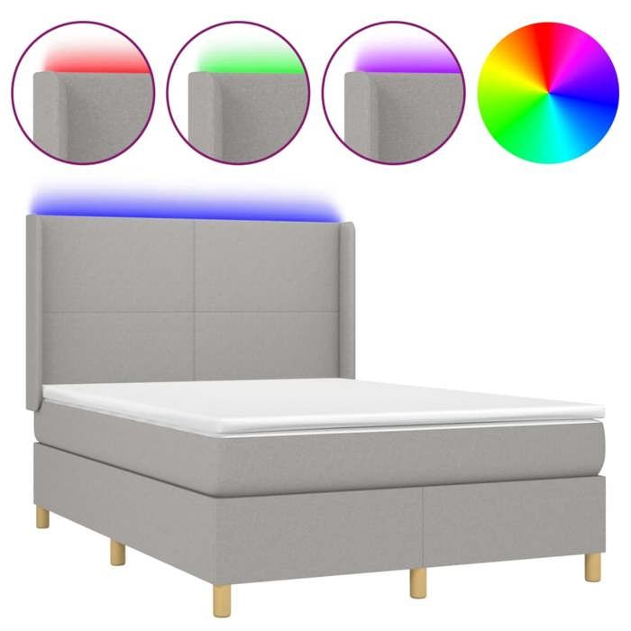 VidaXL Bed Slatted Base with Mattress and LEDs, Upholstered Bed, Double Bed, Adult Bed for Interior Bedroom, 3138717