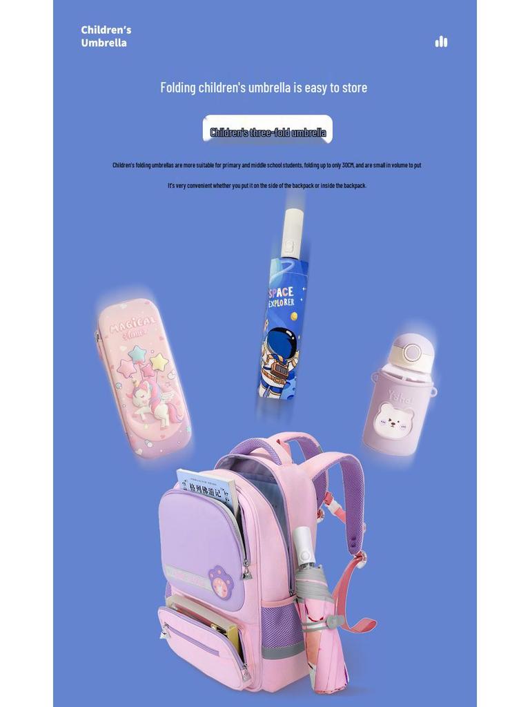 Children's Cartoon Fully Automatic Safety Umbrella: Rain or Shine, Reflective, Foldable, Anti-Rebound Design