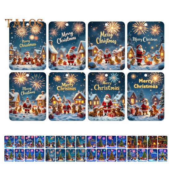 8 шт. Рождественская открытка Подвеска Рождественский кошелек Карты Двусторонняя лента Рождественская елка Печать Держатель для денег Украшение Зажим для денег Украшение