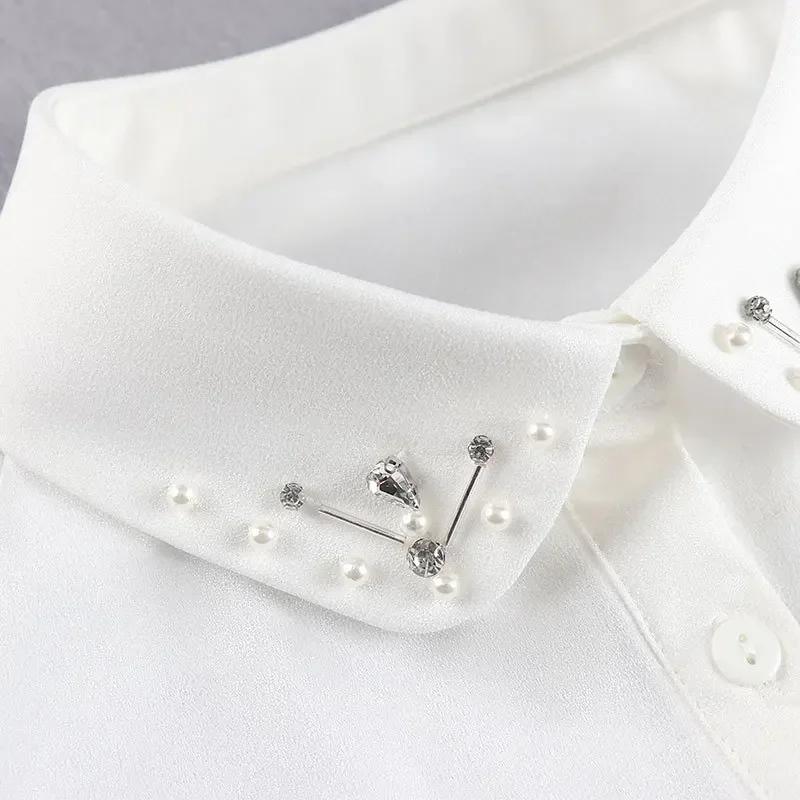 Womens Lapel Sweater Fake Collar Autumn Winter Half Shirt Detachable Collar Ladies White Shirt Lapel Blouse Tops False Collar