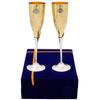 Set of 2 Silver Plated Gold Polish & Brass Champange Wine Glass with Blue Box, Best for Parties, Capacity - 200 ML