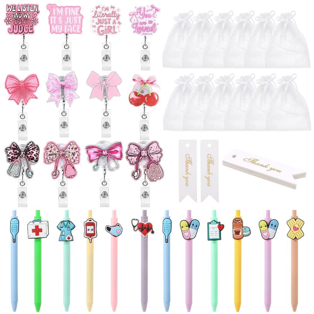 48 Pcs 48pcs Set Retractable Badge Reels Gel Pen Included Funny Nurse Gift Graduates