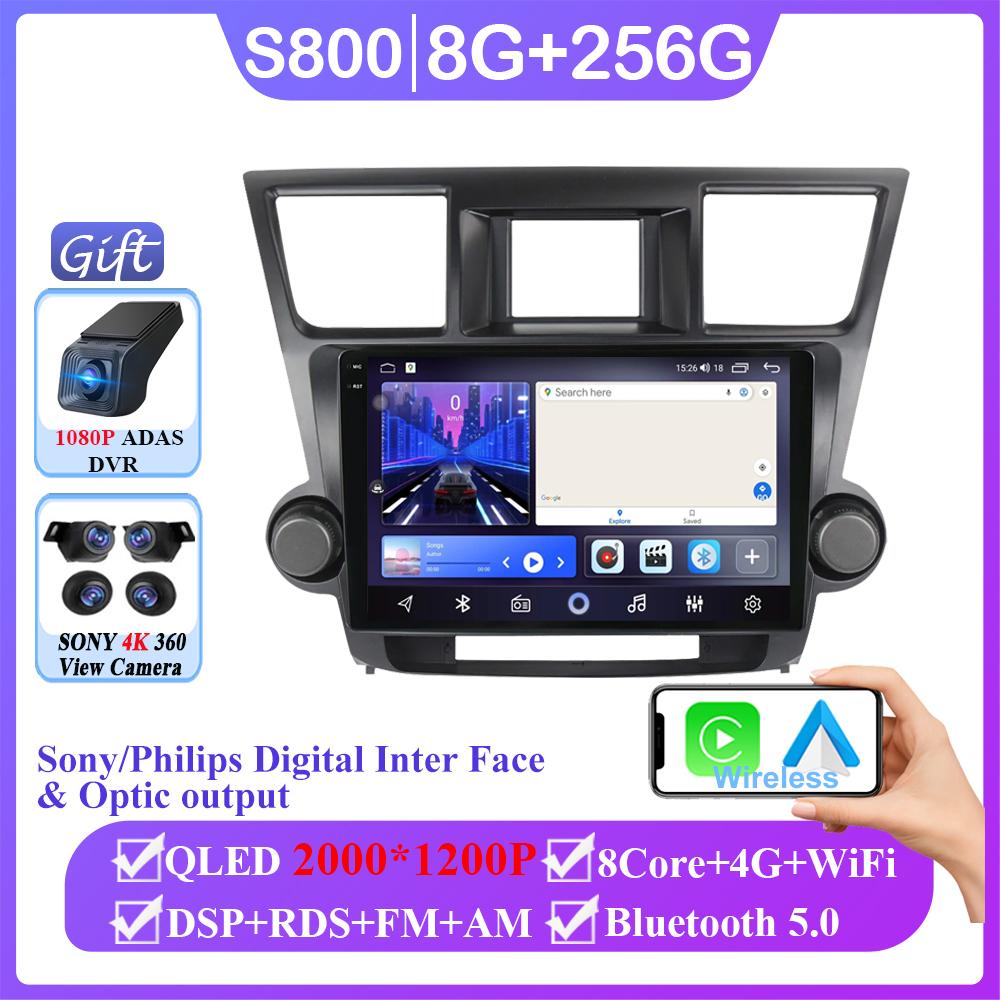 Автомобильный видеоплеер Android для Toyota Highlander 2 XU40 2007 - 2013 Навигация GPS Авто Радио 4G BT Мультимедиа Стерео Нет 2din DVD