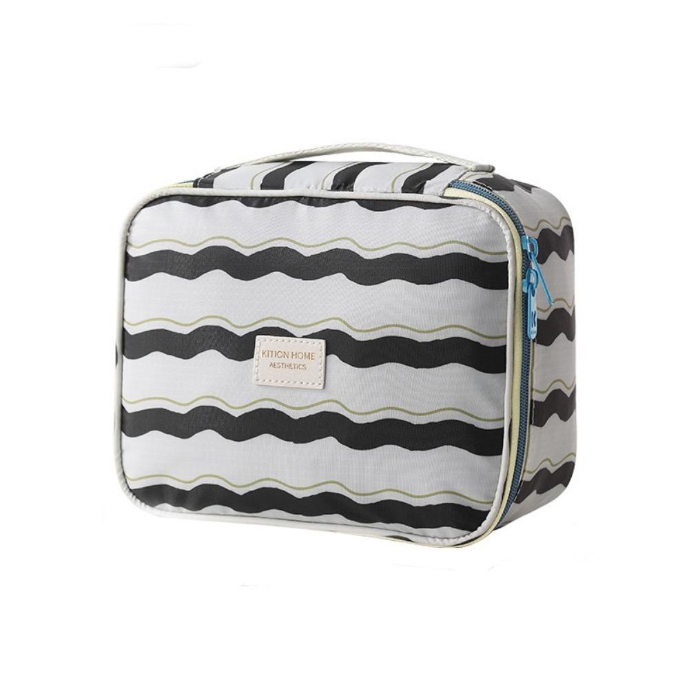 Large Capacity Striped Makeup Bag Waterproof Wash Bag Travel Cosmetic Pouch Bathroom