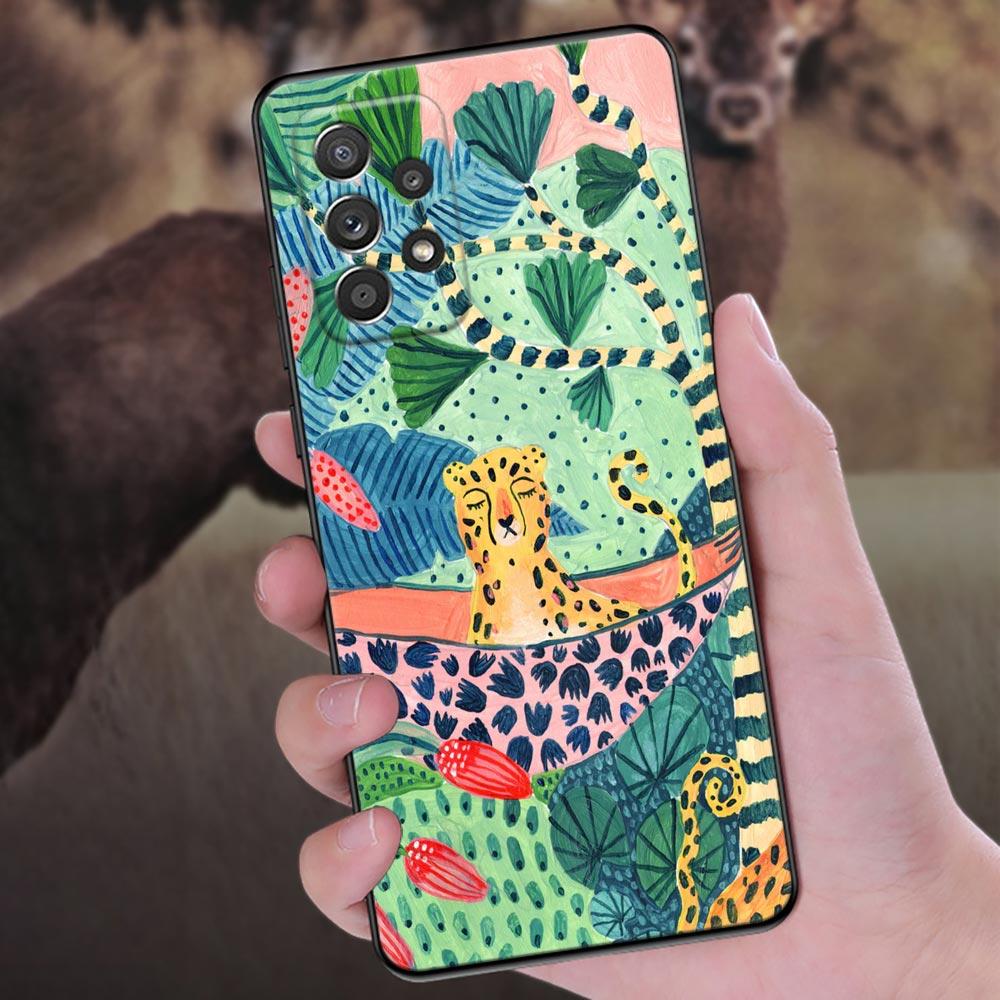Иллюстрация джунглей Змея Кошки Ленивец Чехол для телефона для Samsung Galaxy A57 A56 A37 A55 A36 A26 A54 A52 A35 A34 A25 A17 A16 A07 Чехол