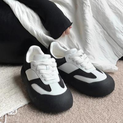 Толстоподошвенные пушистые туфли для женской весны, новая расцветка, большая толстая круглая голова, повседневные кеды для женщин