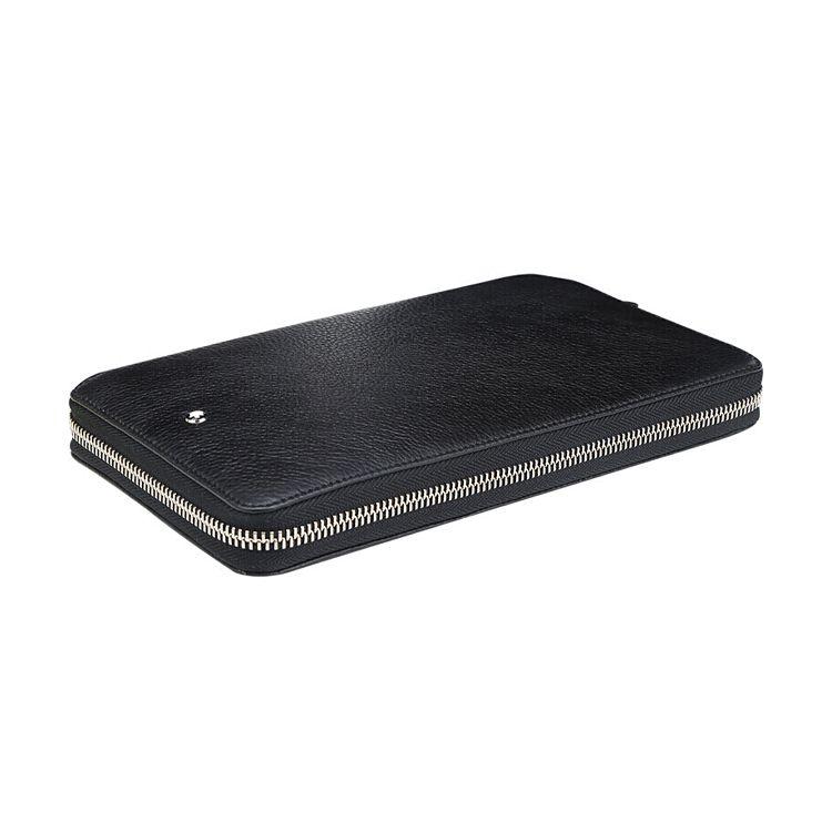 Montblanc Meisterstück Long Zipper Leather Wallet Men Wallet Black 113304