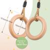 YAERSI Wooden Gymnastics Rings,Pull up Rings with Adjustable Buckle, Wooden Swing Rings for Kid's Home Exercise