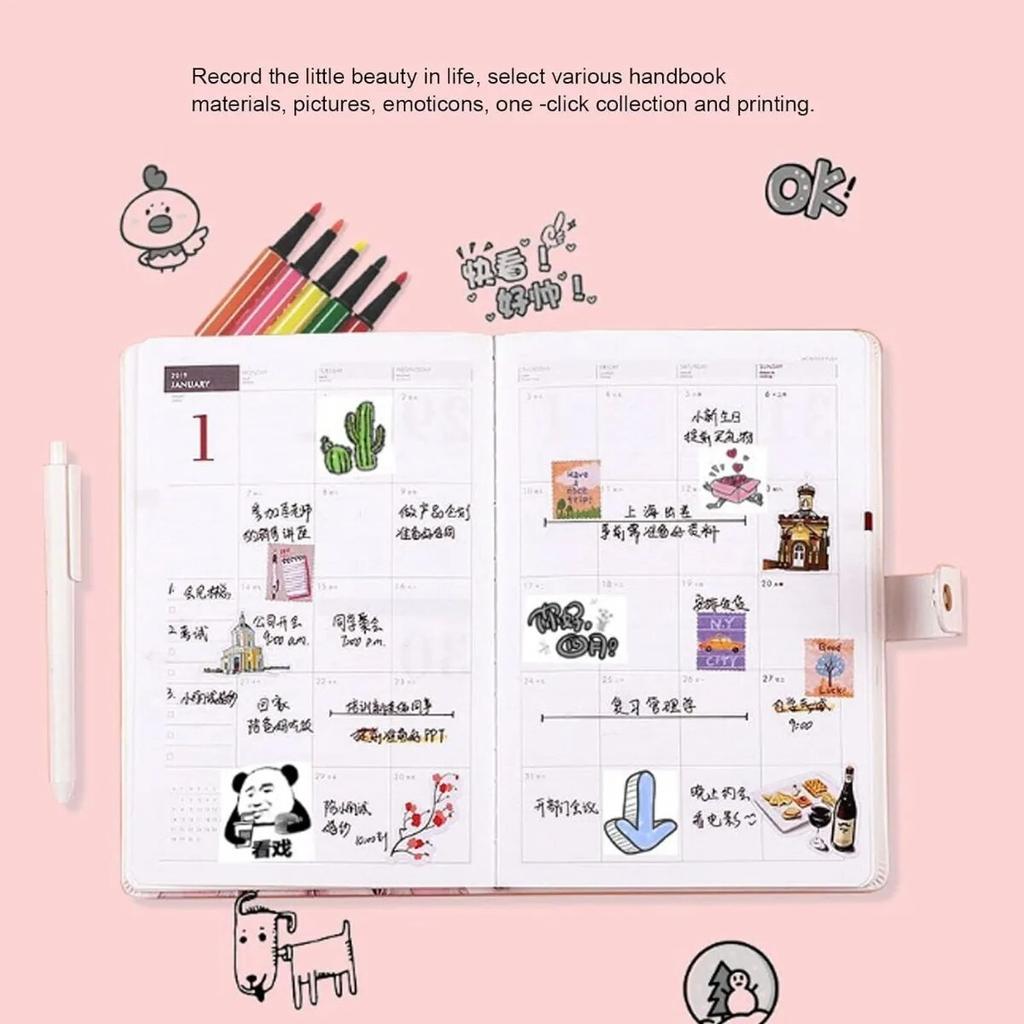 10Pcs Mini Printer Paper, 57 X 25 Mm Self Adhesive Thermal Paper Printable Sticker Paper for Pocket Thermal Printer