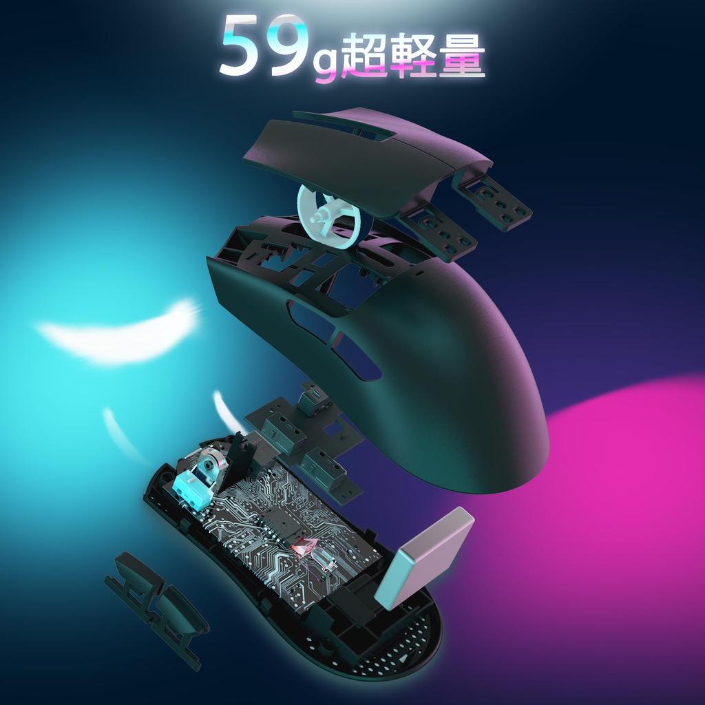 Сверхлегкая игровая мышь MAMBASNAKE x ATTACK SHARK X11, 60 г, RGB, магнитная зарядная док-станция, 3 режима подключения: 2,4 ГГцBluetoothType-C, Двойной