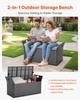 VEVOR Outdoor Storage Bench, 2-Person PE Rattan Storage Bench, 151L Deck Box with Cushion & Side Handle, Supports up to 181kg