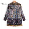 Women Winter Coat Retro Floral Print Hooded Thick Plush Zip-up Heat Retention Long Sleeves Mid Length Pockets Leisure Daily Wear Jacket
