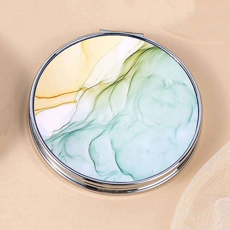 Винтажное ручное мини-компактное зеркало для макияжа с полосатым узором, портативное, зеленое/фиолетовое/синее, зеркало для сумки