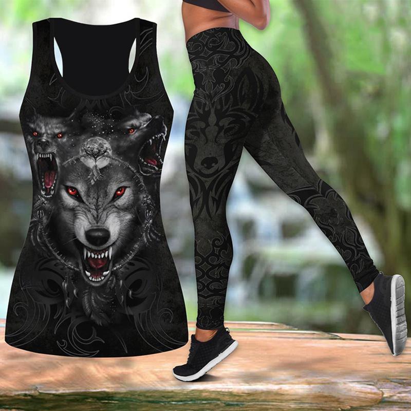 Great Wolfdog Print Yoga Outfit for Women Fashion 3D Printed Workout Leggings Fitness Sports High Waist Casual Yoga Pants for Women 2022