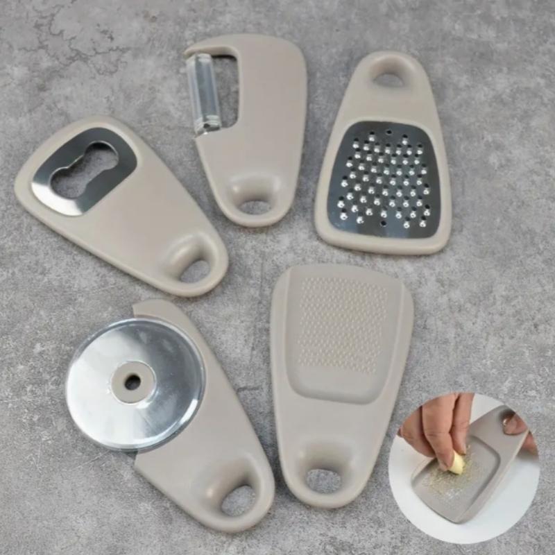 Набор для кемпинга на открытом воздухе, 5 предметов, терка для сыра, открывалка для бутылок, овощечистка, нож для пиццы, измельчитель чеснока и имбиря, приспособление для чистки трав