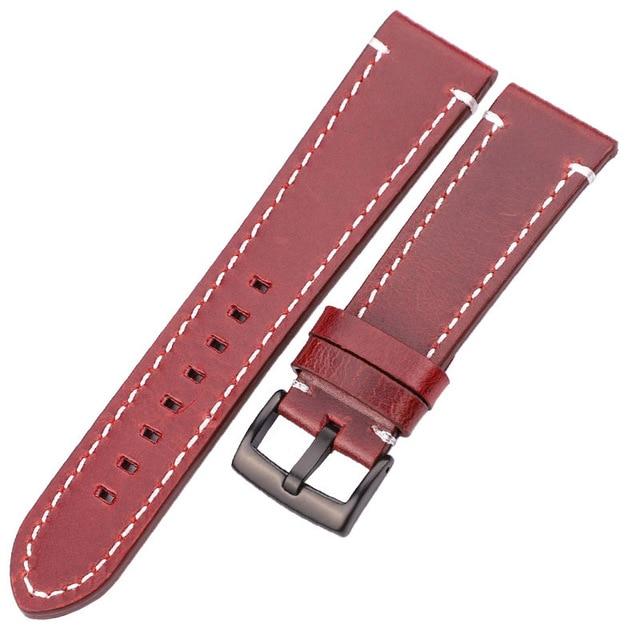 Genuine Leather Watchbands 18mm 20mm 22mm 24mm Black Dark Brown Women Men Cowhide Watch Band Strap Belt With Buckle