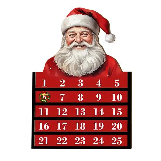 Santa Advent Calendar Wooden Christmas Countdown Calendar Reusable Festive Decoration for Home Tabletop Decor Holiday Gift