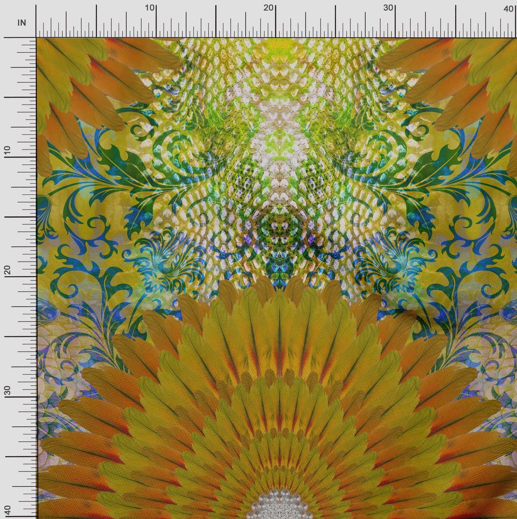 Soimoi Японская креп-сатиновая ткань с цветочным принтом и перьями, декоративная ткань с принтом, 42 дюйма