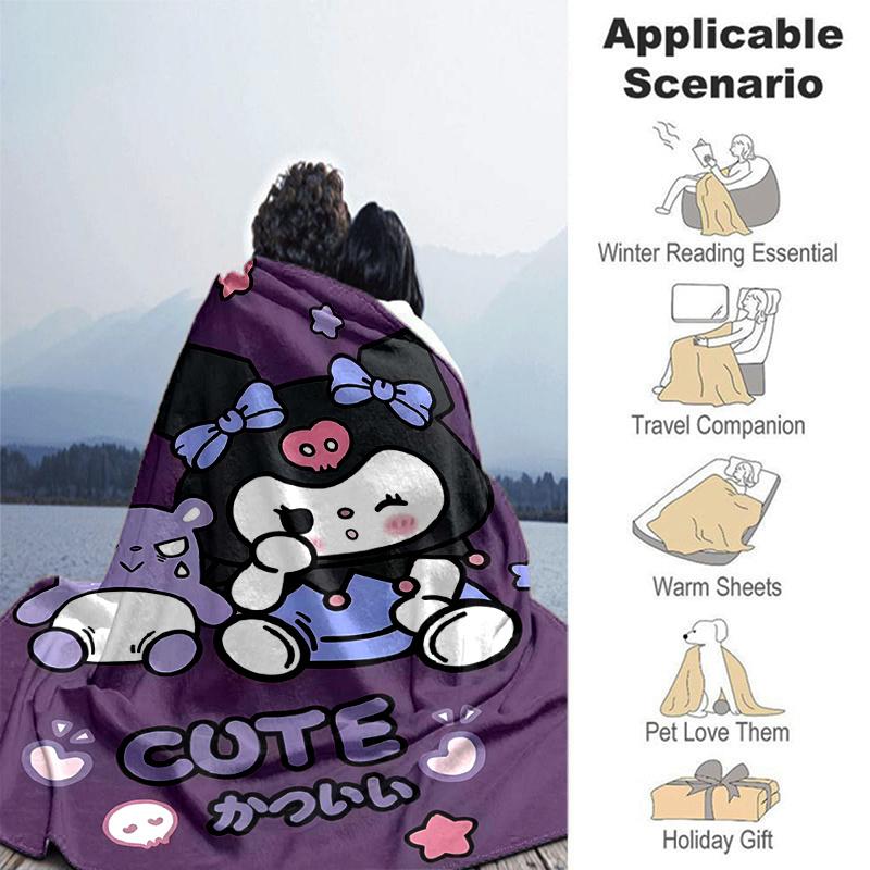 1pc Cute Character Kuromi Blanket, Home Decorative Throw Blanket for All Seasons, Living Room, Travel, Camping, Car Blankets, Beach, Office Naps.H015