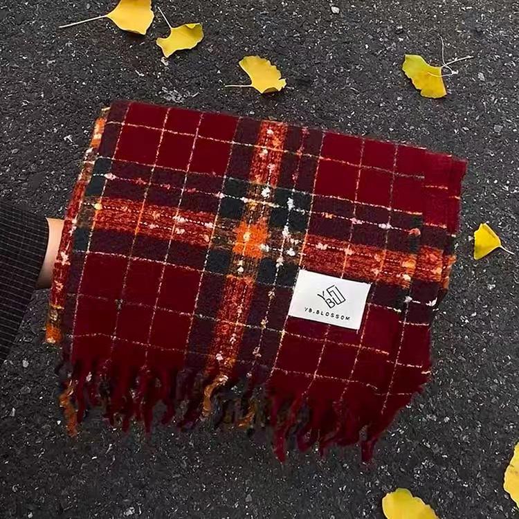 Meiraid Women's Striped Scarf: Warm, Thickened, Versatile Neckwear for Autumn and Winter