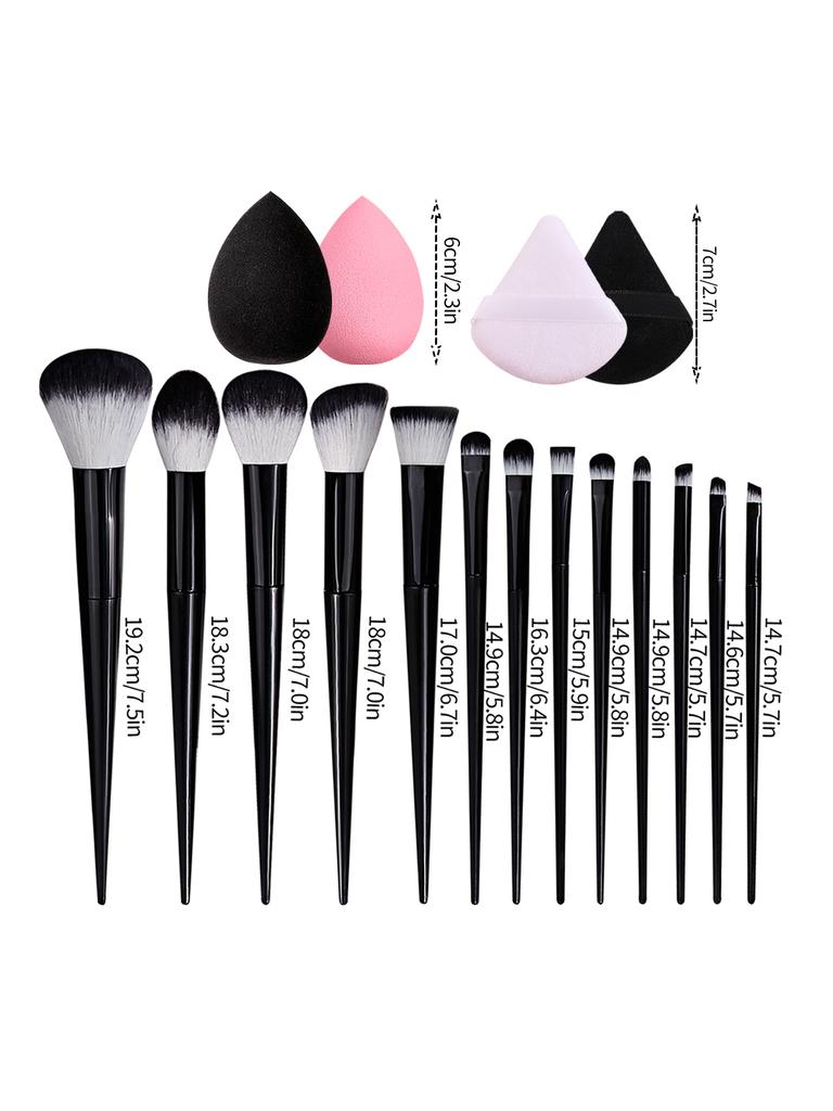 2025 New 13Pcs Makeup Brushes+2 Beauty Blenders+2 Sponge Puffs Set Soft Non-Shed Bristle Latex-Free Fast Shipping For Daily Use