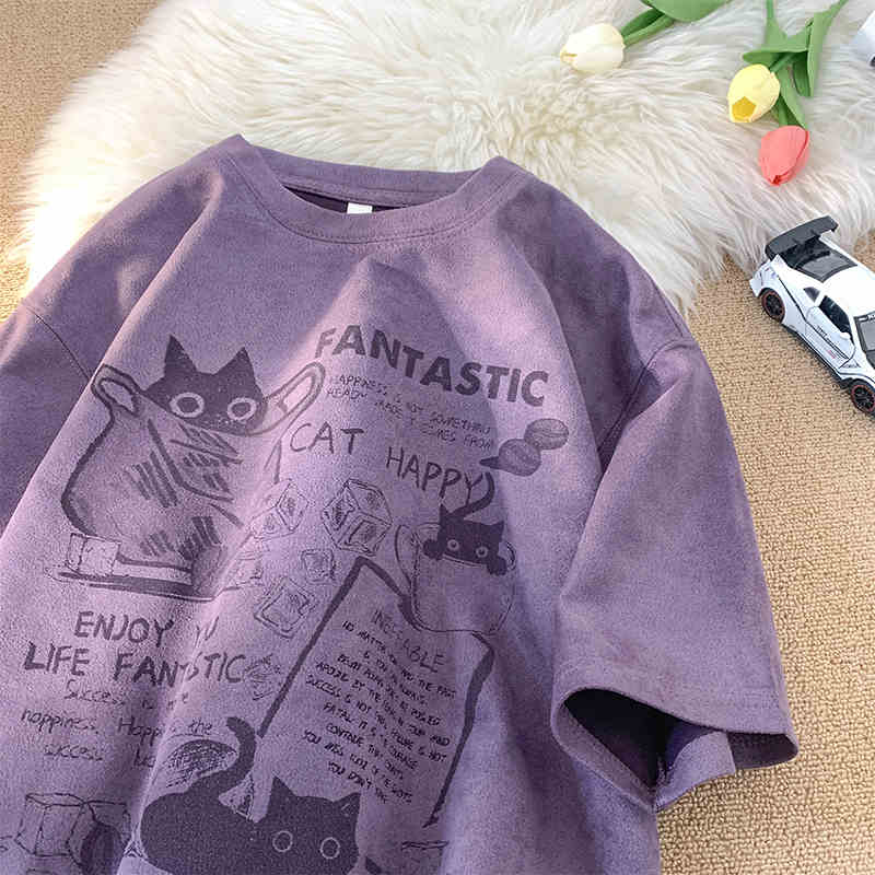 Замшевая футболка с коротким рукавом, мужская модная брендовая летняя свободная футболка с коротким рукавом, модная простая принтованная футболка