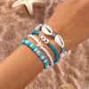 Bohemian Starfish Shell Bracelet Set: Soft Ceramic and Rice Bead Design for Women