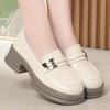 Casual Leather Shoes Spring and Autumn Women's Single Shoes Thick Heel Thick Bottom Round Toe Loafers