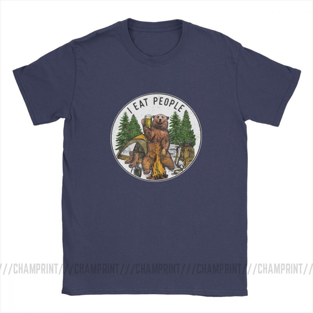 Men T Shirt I Eat People I Hate People Bear Vintage Short Sleeve Camping Tees O