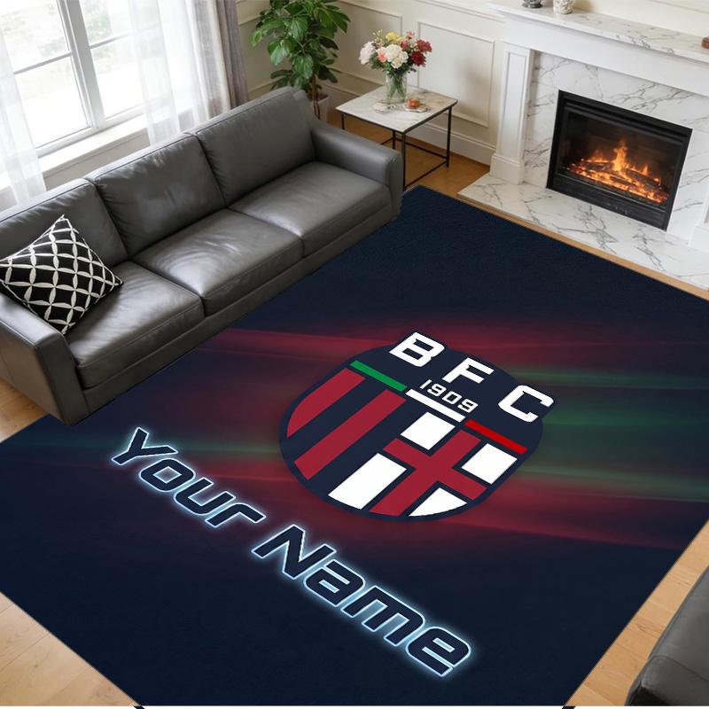 Crystal Velvet Rug Custom Name Text, Soft Non Slip Floor Mat Home DecorBologna FC