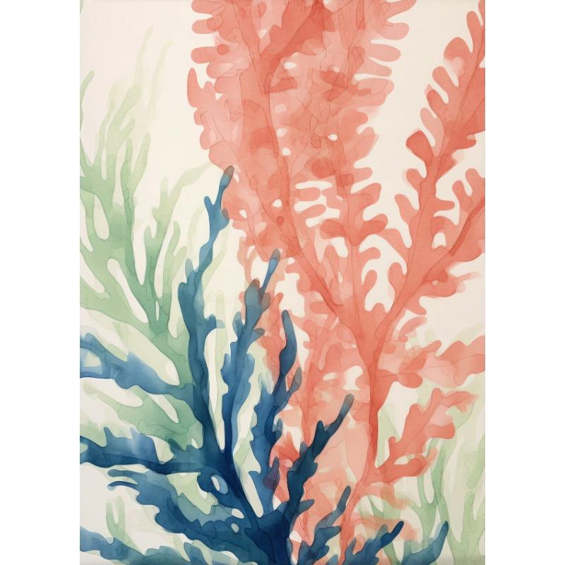 Сине-зелено-оранжевые водоросли и кораллы, постеры, печать на холсте, современное настенное искусство, картина для гостиной, украшение дома