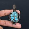 Tree Of Life Turquoise Gemstone Handmade Pure Copper Wire Wrapped Wonderful Jewelry Pendant