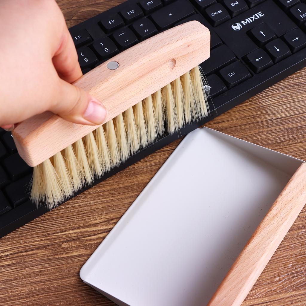 Маленький набор совка и щетки Мини портативный совок и щетка Деревянная щетка для стола Металлический совок для подметания стола, Количество