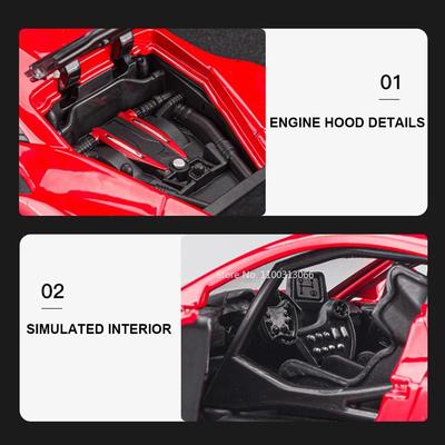 1:32 F488 Спортивная модель автомобиля, игрушки, сплав, литье под давлением, металл, инерционный звук, свет, высокая имитация транспортного средства для коллекции, детские подарки