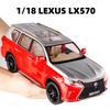 AAOV1 1/18 Lexus LX570 SUV Sport Toy Car Diecast Metal Model Miniature Pull Back Sound Light Doors Openable Collection Gift For Kids