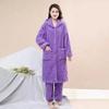Over-the-knee Pajamas Ms. Coral Fleece Pajama Set Wide and Comfortable Hooded Flannel Thick Mom Night Gown Autumn and Winter
